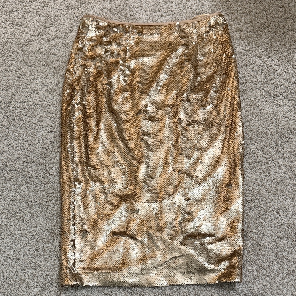 Eliza J Gold Sequin Midi Skirt